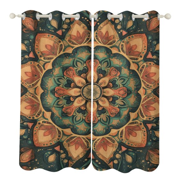 Bohemian Mandala (56) Blackout Window Curtains for Bedroom Living Room Kicthen High Shading 2 Panels