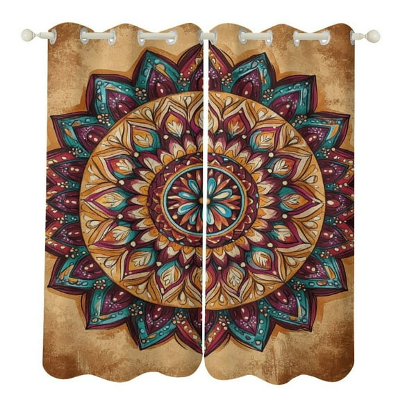 Bohemian Mandala (58) Blackout Window Curtains for Bedroom Living Room Kicthen High Shading 2 Panels