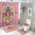 thumbnail image 1 of Bohemian Mandala (78) Shower Curtain Set 4PCs with Hooks Waterproof Bathroom Toilet Mat Lid Decor, 1 of 8