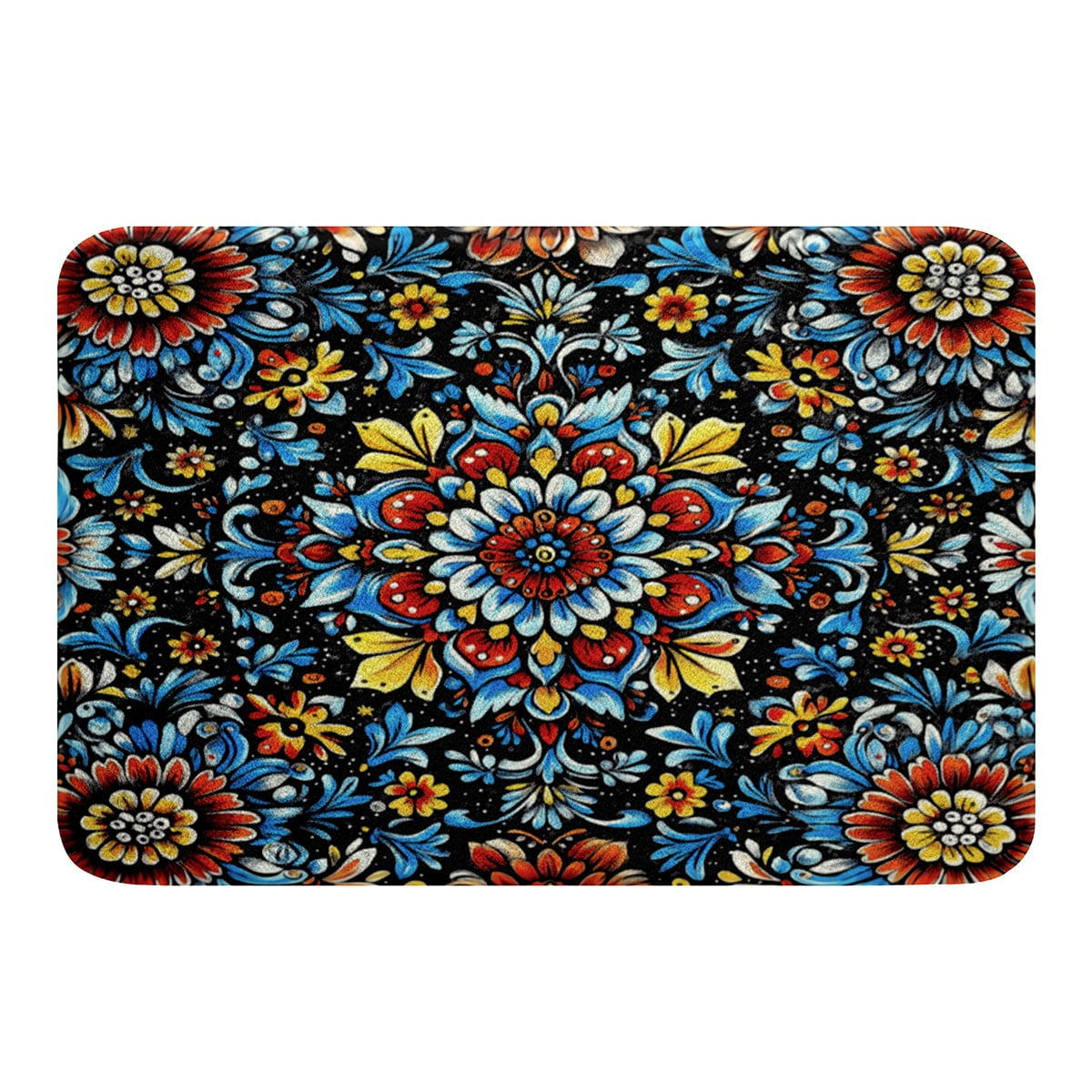 Bohemian Mandala Bathroom Rugs,Vintage Tribal Exotic Floral Bath Mat ...