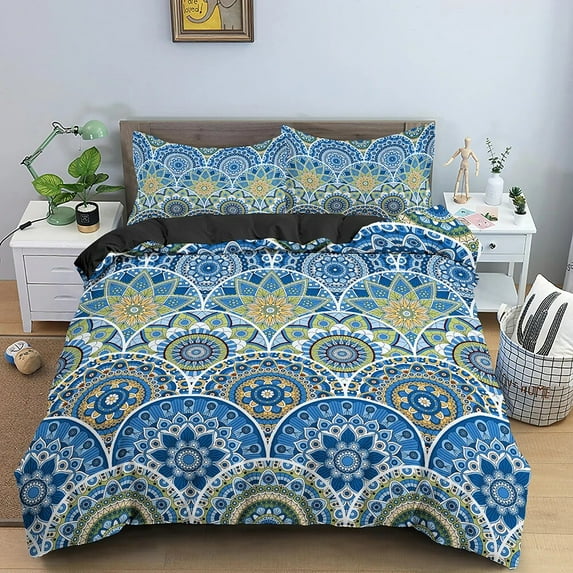 Bohemian Mandala Bedding Set King Size Boho Duvet Cover with Pillowcase 2/3Pcs Soft Quilt Cover Polyester Comforter Cover