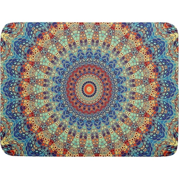 Bohemian Mandala Dish Drying Mat for Kitchen Counter Boho Ethnic Drying Mat 18 x 24 inch with High Absorbent Reversible Microfiber Dish Drying Pad Dish Rack Pad Drainer Mat for Coffee Bar