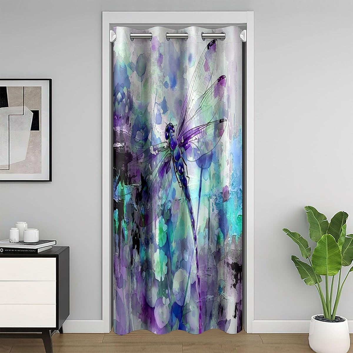 Bohemian Mandala Dragonfly Printed Door Curtains Privacy Closet Curtain
