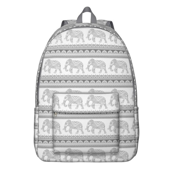 Bohemian Mandala Elephant Print Backpack, Durable Laptop Bag with Vintage Floral and Ethnic Boho Pattern