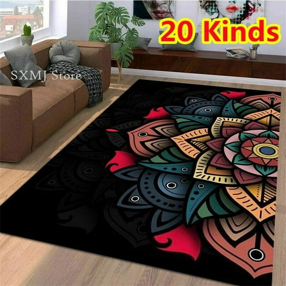 Bohemian Mandala Floral Flower Large Area Rug Carpet Floor Corridor Hallway Step Mat Pray Rugs for Bedroom Living Room Entrance