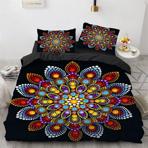 Bohemian Mandala King Duvet Cover Boho Style Flower Bedding Set Adults Exotic Nordic Floral 2/3pcs Polyester Quilt Cover