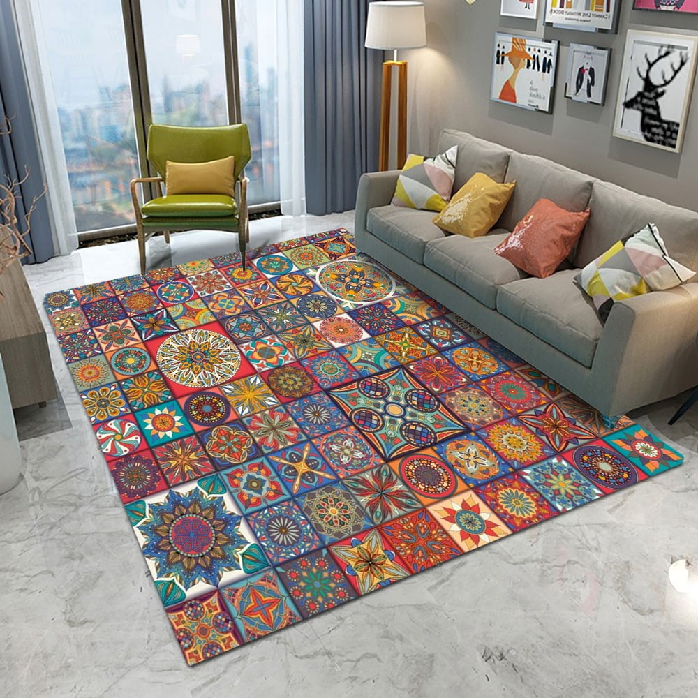 Bohemian Mandala Moroccan Rug Runner in Tile Effect Pattern for Kitchen ...