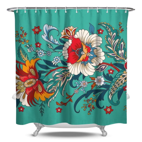 Bohemian Mandala Shower Curtain 84x72 Inches Waterproof Quick-Dry Bathroom Decor - Colorful Retro Ethnic Floral Design with Rust-Resistant Grommets & 12 Hooks