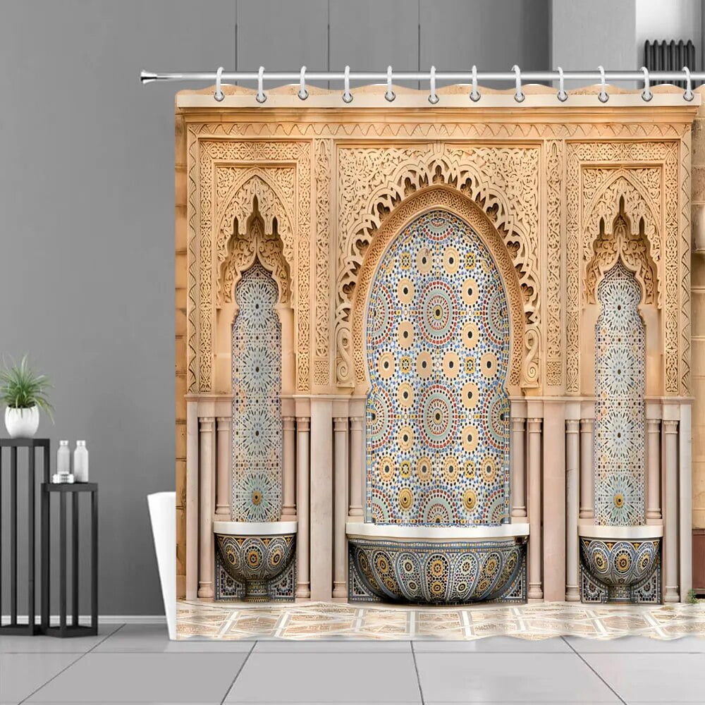 Bohemian Mandala Shower Curtain Morocco National Style Antique Door