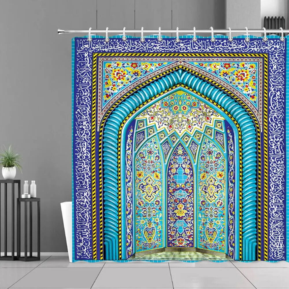 Bohemian Mandala Shower Curtain Morocco National Style Antique Door