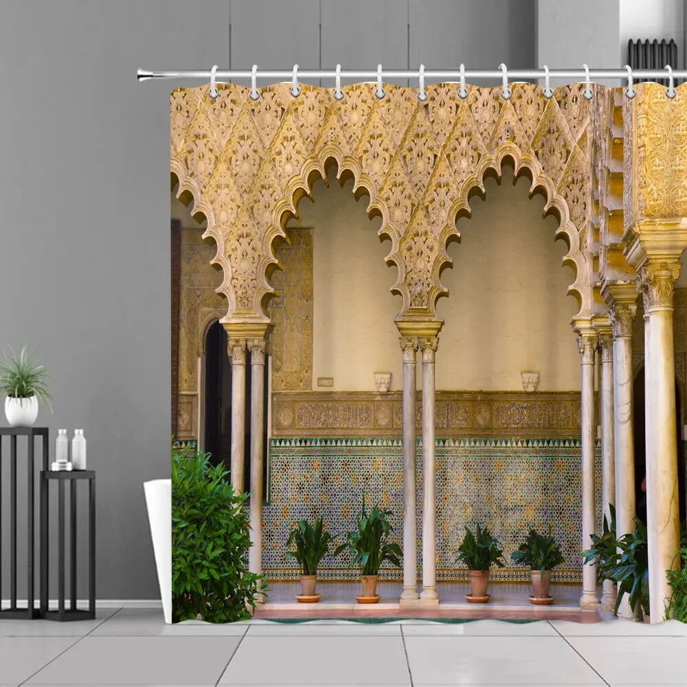 Bohemian Mandala Shower Curtain Morocco National Style Antique Door