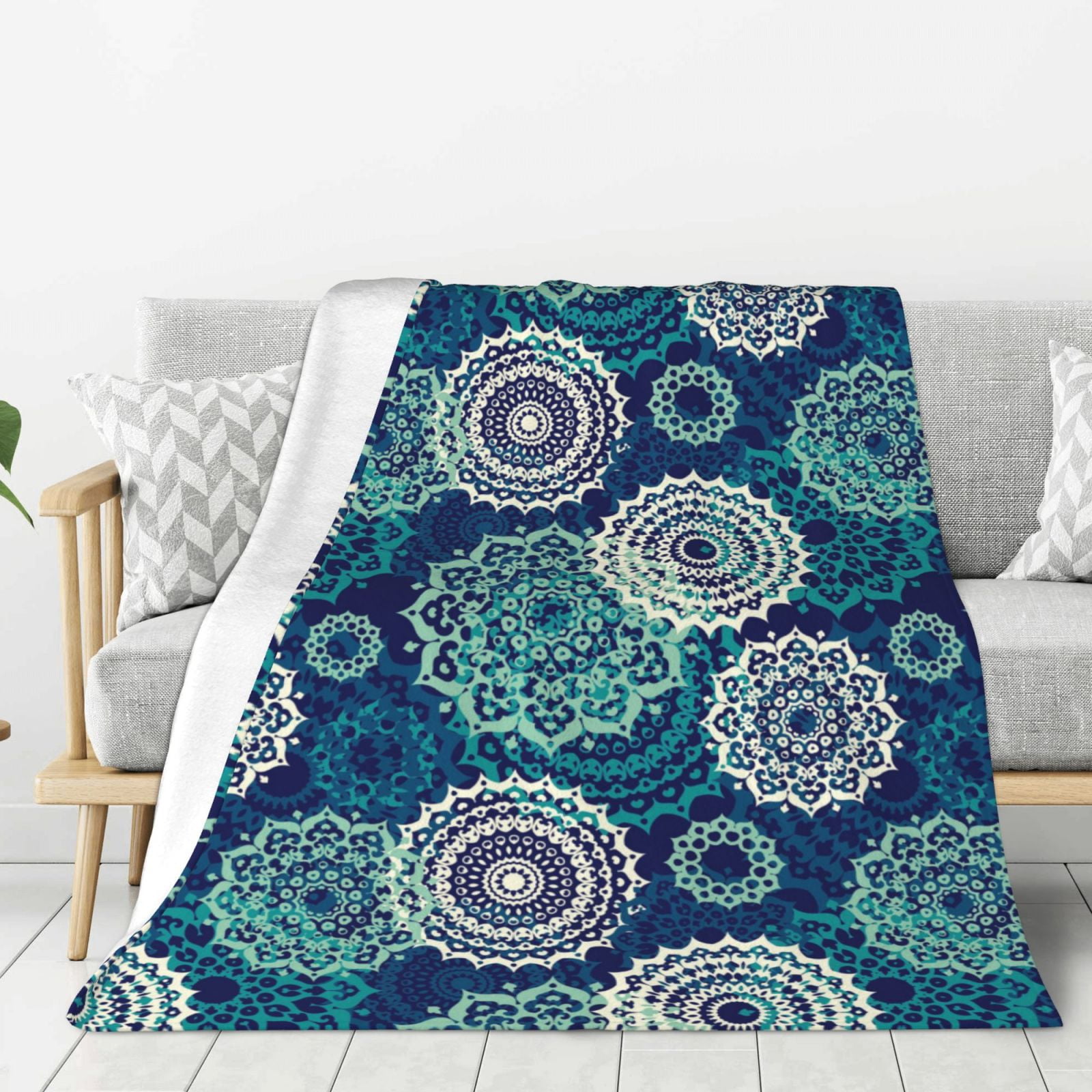 Bohemian Mandala Throw Blanket, Super Soft Cozy Plush Throw Blanket for