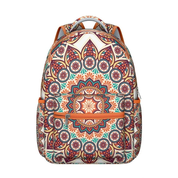 Bohemian Mantra Backpack - Stylish Waterproof Bookbag for Work & Campus, Spacious Laptop Bag with Organizer, Thoughtful Gift for Her & Him