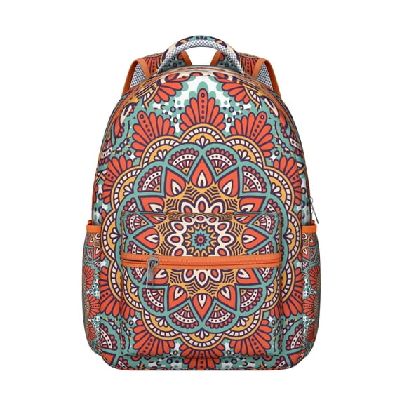 Bohemian Mantra Backpack - Trendy Water-Resistant School Bookbag for Teens & Adults, Roomy Laptop Backpack with Padded Straps, Perfect Gift for College & Office