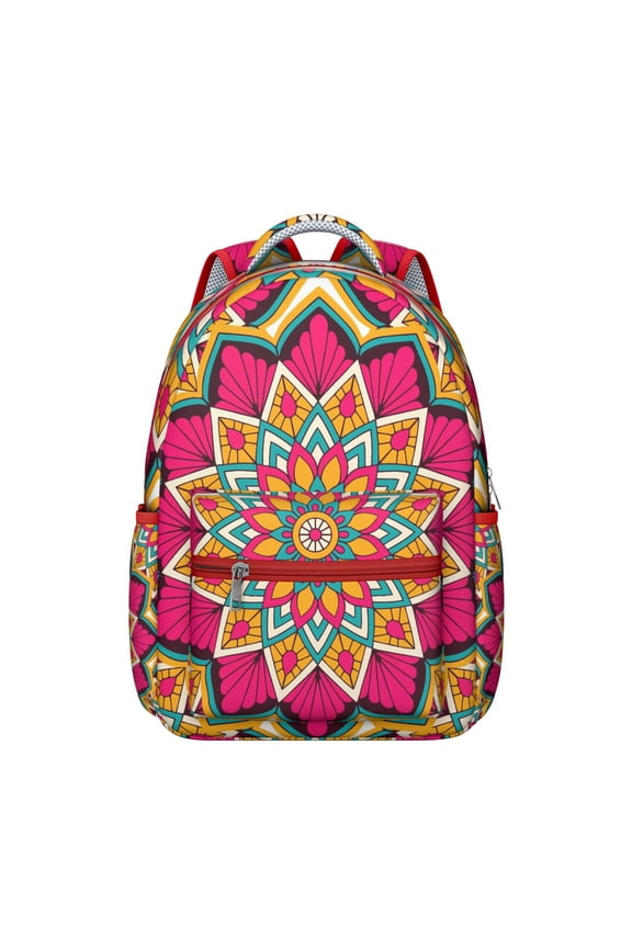 Bohemian Mantra Leather Accent Backpack - Luxurious & Durable School Backpack, Stylish Laptop Bag, Ideal Gift for Professionals
