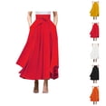 thumbnail image 1 of Bohemian Maxi Skirt for Women Elastic High Waist Side Slit Irregular Hem Flowy Long Skirt with Pockets, 1 of 7