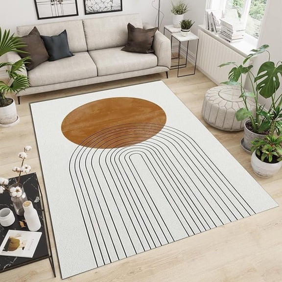 Bohemian Middle Ages Area Rug, Retro Abstract Line Art Indoor Non-Slip Kids Rugs, With Anti-Slip Backing Washable Indoor Carpet For Living Room Bedroom Study Dining Room 3x4ft