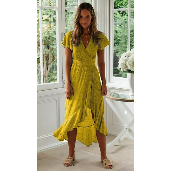 Bohemian Midi Wrap Dress