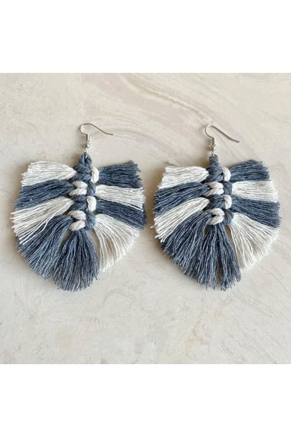 Bohemian Mixed Color Cotton Macrame Fringe Tassel Statement Women Boho Earrings