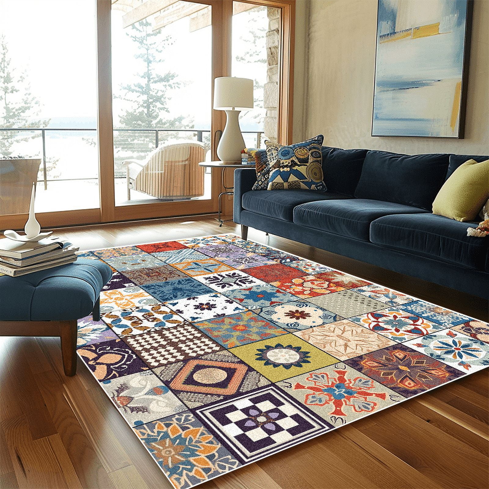 Bohemian Moroccan Retro Printing Carpet Nordic Style Living Room Sofa ...