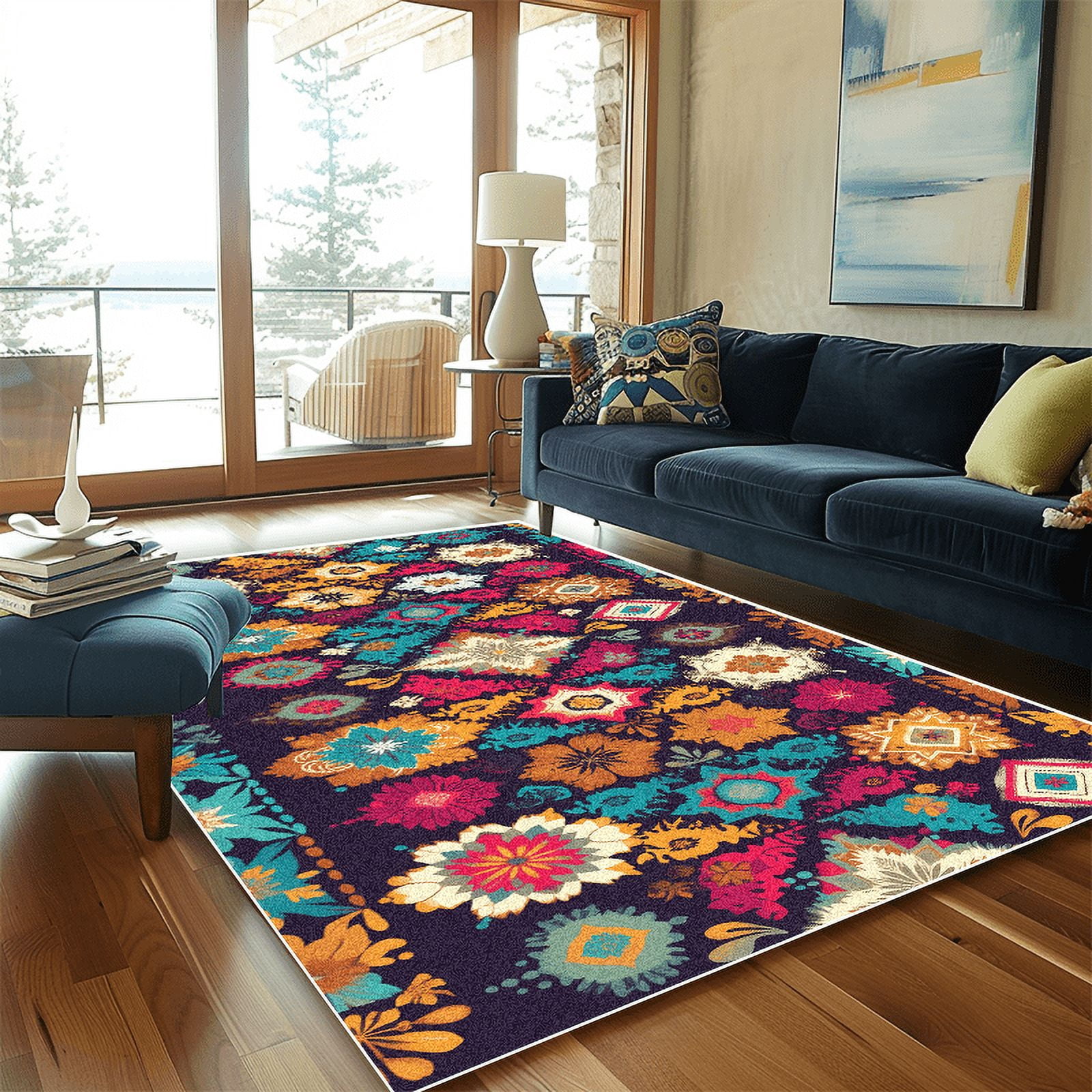 Bohemian Moroccan Retro Printing Carpet Nordic Style Living Room Sofa Coffee Table r Large Rugs ...