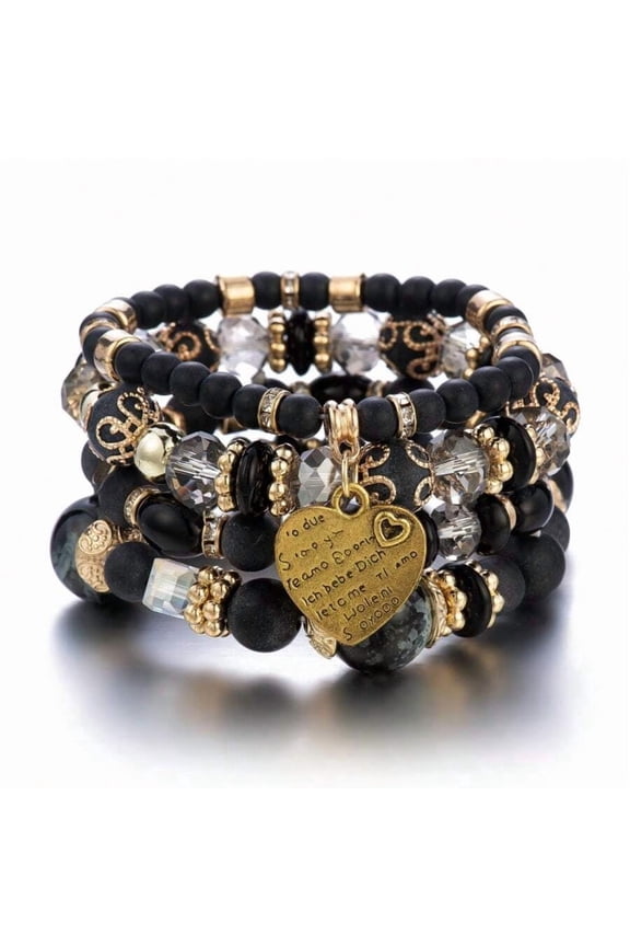 Bohemian Multi-Strand Beaded Wrap Bracelet Set Style 3 - 4 Pieces