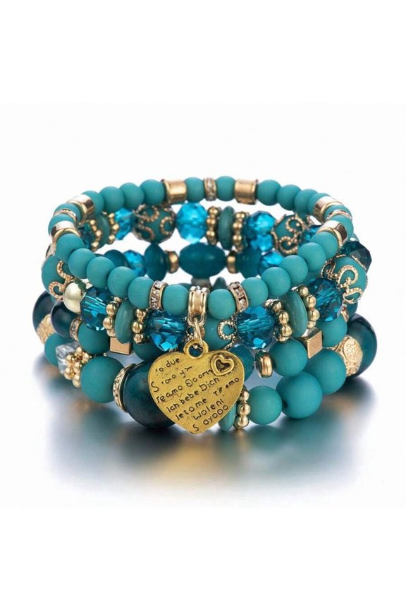 Bohemian Multi-Strand Beaded Wrap Bracelet Set Style 4 - 4 Pieces
