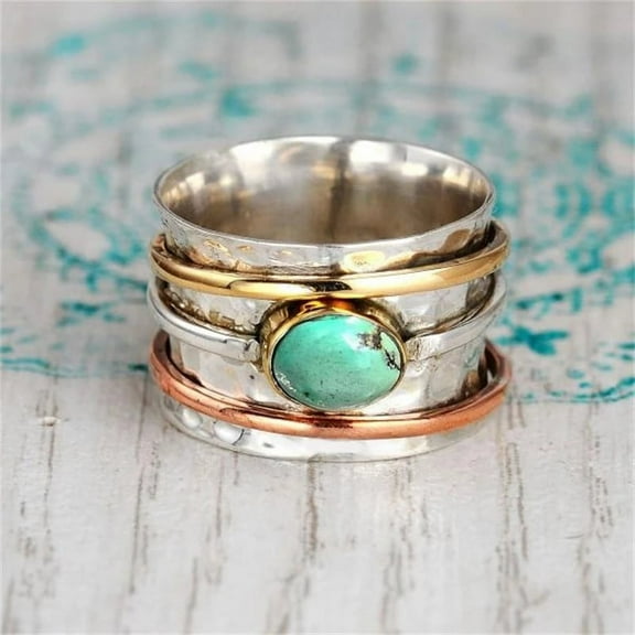 Bohemian Natural Stone Rings For Women Vintage Turquoises Finger Rings Fashion Jewelry Accessories