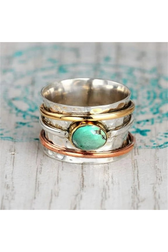 Bohemian Natural Stone Rings For Women Vintage Turquoises Finger Rings Fashion Jewelry Accessories