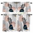 thumbnail image 1 of Bohemian Navy Kitchen Curtains Valances and Tiers Set of 3 Pink Tropical Palm Trees Plants Abstract Art Tier Curtains and Valance with Rod Pocket for Small Windows, 27.5"x24", 1 of 9