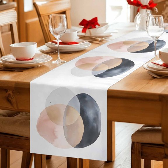 Bohemian Nordic Color Block Table Runner 36 Inches Long,Kitchen Dining Tablerunners Minimalist Art Linen Table Runners Dresser Scarves for Home Dinner Wedding Holiday Party Decor