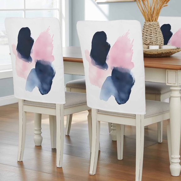 Bohemian Nordic Dining Chair Back Cover Only, Pink Blue Color Block Set of 4 Chair Back Covers, Removable Washable for Dining Room, Banquet & Holiday Decoration