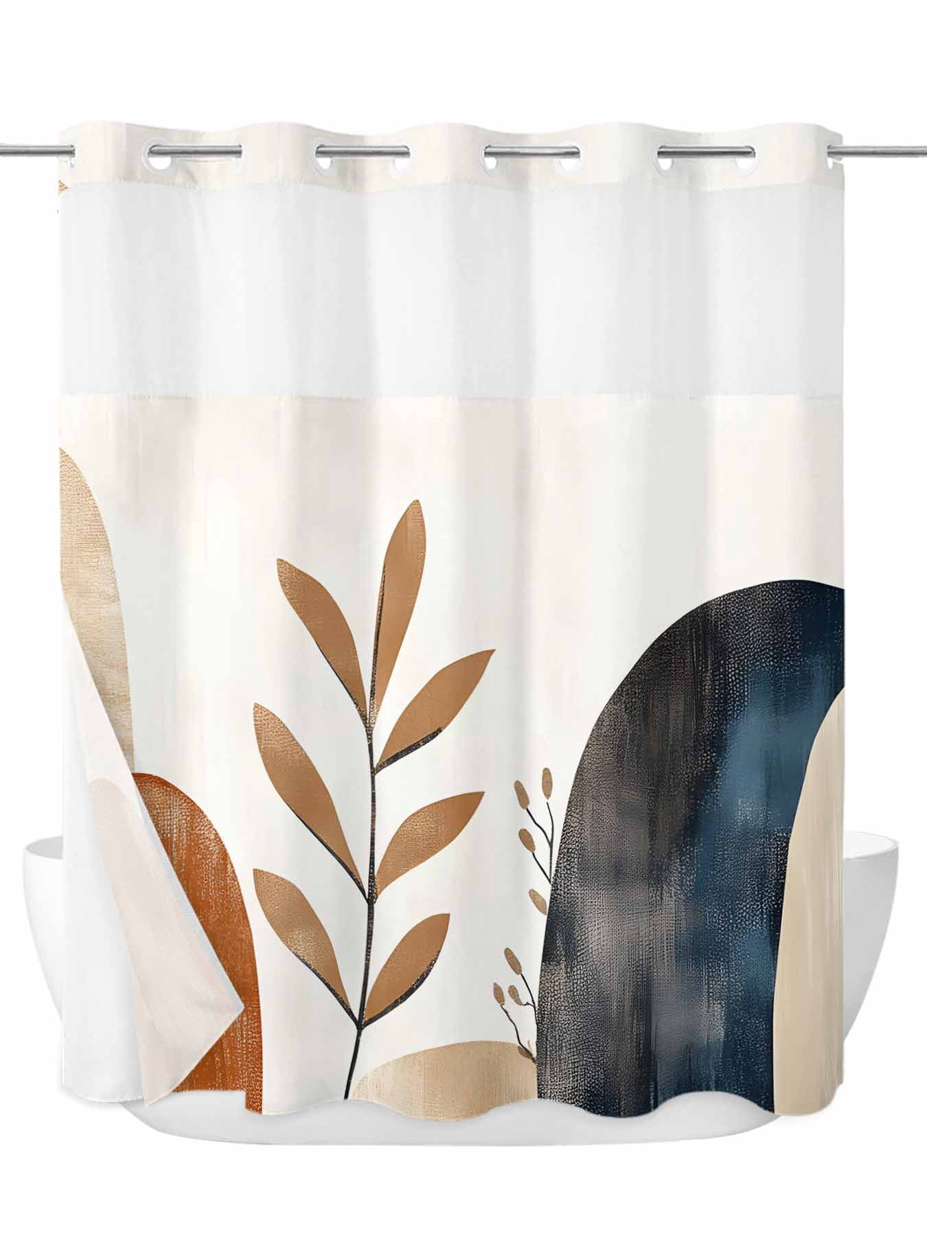 Image result for Bohemian Nordic No Hook Shower Curtain and Liner Set Simple Colorful ...