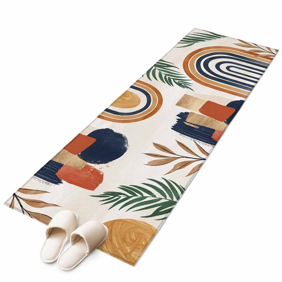 Bohemian Nordic Large Area Rugs for Bedroom Living Room, Soft Non Slip Carpet Bedside Rug, Abstract Art Coconut Palm Leaves Rectangular Floor Cover Kitchen Accent Rug 2'x6' for Dining Room/Office