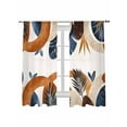 thumbnail image 1 of Bohemian Nordic Sheer Curtains 72 inches Long 2 Panels Set Abstract Leaves Orange Blue Simple Sheer Window Curtain Rod Pocket Voile Drapes for Living Room/Bedroom, Each 52" W x 72" L, 1 of 7