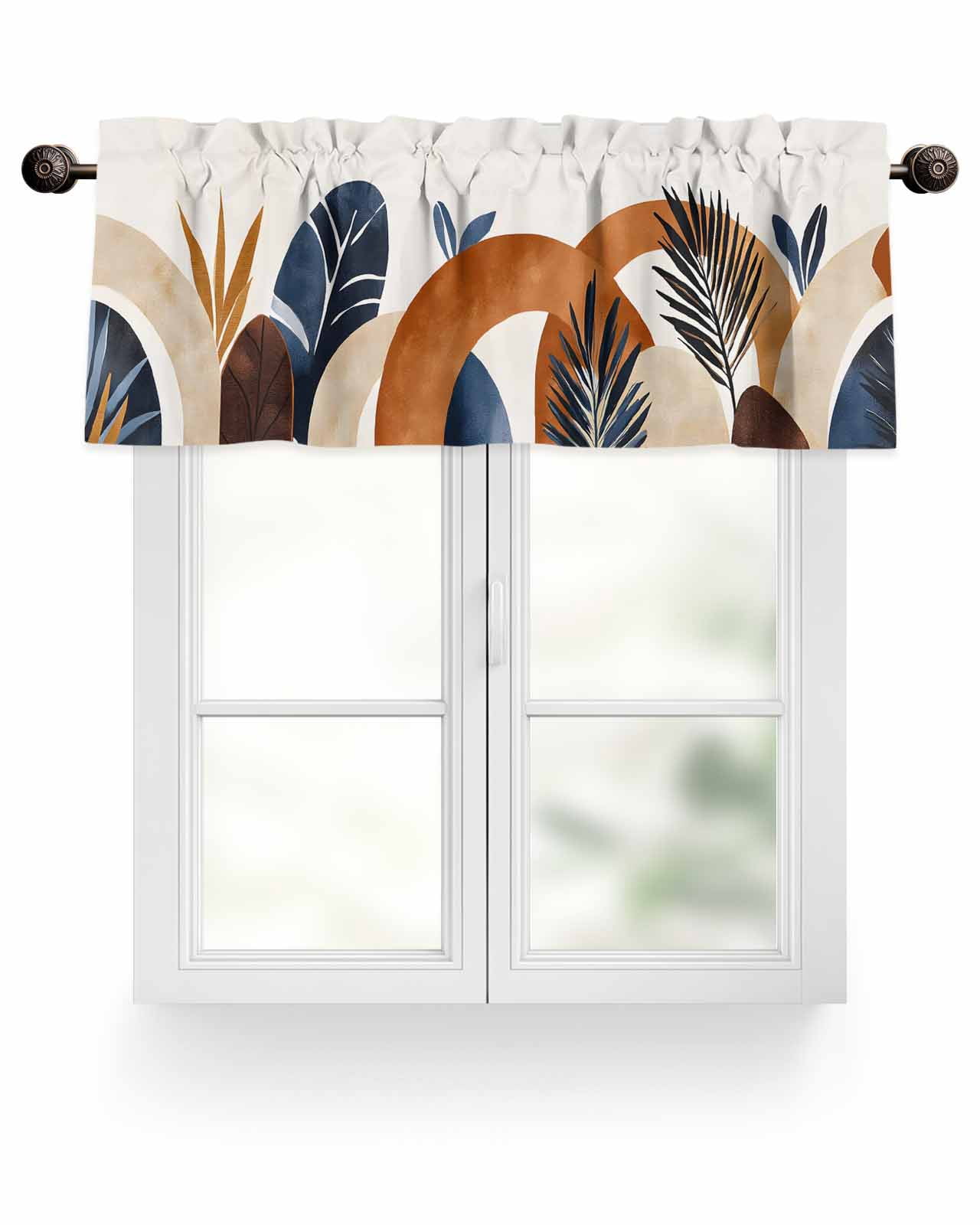 Photo inspiration: Luxurious Nordic Window Treatments Reference: Bohemian Nordic Valances For Windows Abstract Leaves Orange Blue Simple