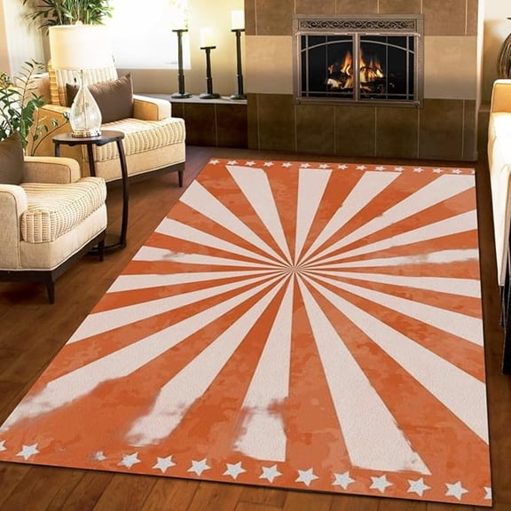 Bohemian Orange Grunge Theme Area Rug, Non Slip Bedroom Rug, Machine Washable Carpet For Indoor Living Room Office Decor Mat 1x2ft
