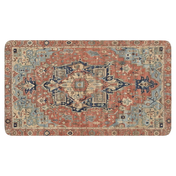 Bohemian Orange Patterned Carpet Welcome Doormat for Indoor/Outdoor Entrance Bohemian Orange Patterned Carpet Decoration Door Mat Kitchen Door Mat Bedroom Doormat 17x30 Inch