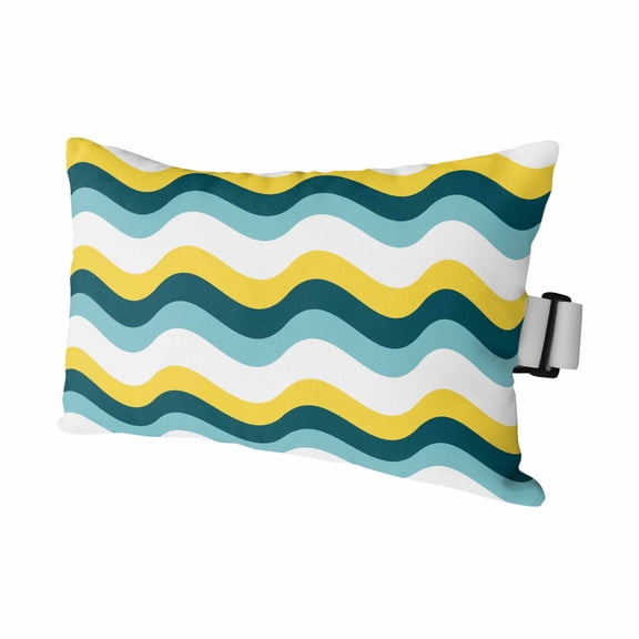 Bohemian Outdoor Head Resting Pillows with Insert Summer Abstract Ocean Wave Irregular Colorful Stripes 1 Pack Lumbar Pillows with Adjustable Strap for Patio Recliner Chaise Beach Chair, 11"x16"