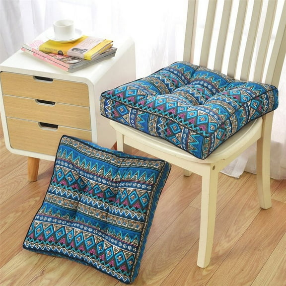 Bohemian Outdoor Patio Chair Seat Pads, 19.7" x 19.7" Square Cushion Pads, Meditation Yoga Seating Cushion