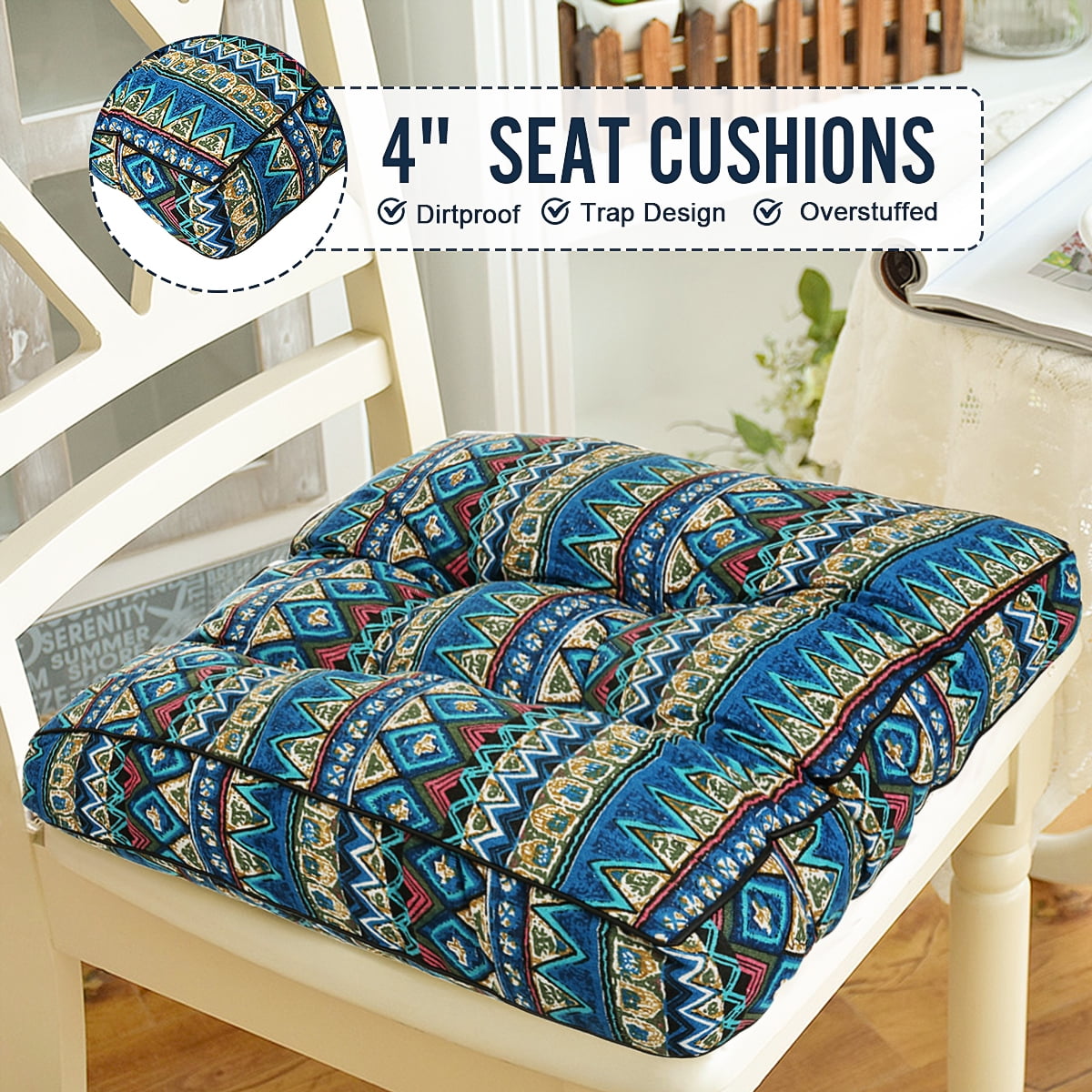 Bohemian Outdoor Patio Chair Seat Pads, Square Floor Pillow