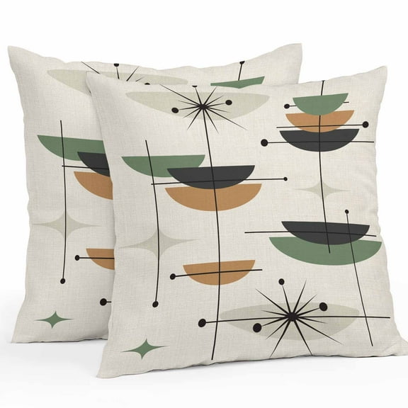 Bohemian Outdoor Waterproof Pillow Covers 24x24 Pack of 2 Orange Navy Blue Green Color Block Abstract Art Decorative Outdoor Pillow Covers Square Cushion Cases for Patio Furniture Pergola Couch