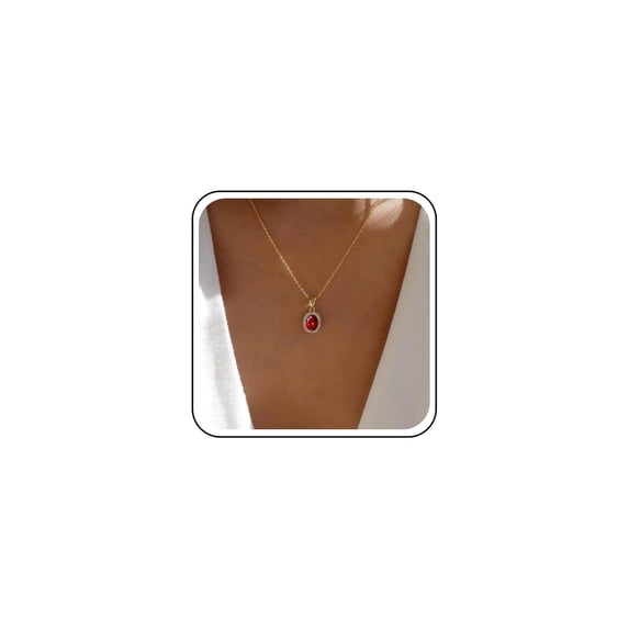 Bohemian Oval Ruby Crystal Pendant Necklace Red Ruby Choker Necklace Red Rhinestone Necklace Red Cz Collar Necklace Jewelry for Women