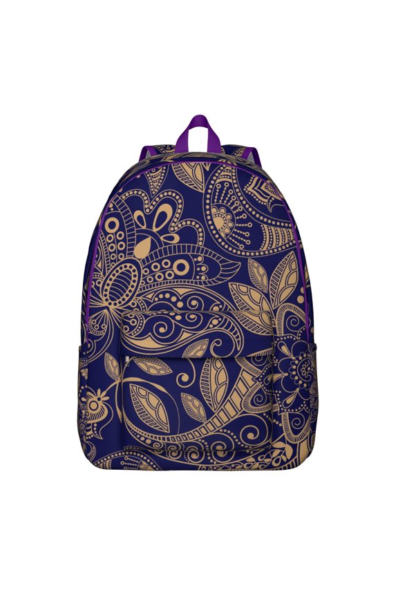Bohemian Paisley Mandala Travel Backpack for Women, Retro Floral Ethnic Pattern School Bookbag, Artistic Canvas Daypack