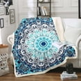 thumbnail image 1 of Bohemian Paisley Sherpa Blanket Hippie Mandala Blanket, Vintage Persian Throw Blanket for Chair Boho Oriental Floral Fleece Blanket, Abstract Watercolor Artwork Plush Blanket Turqoise Teal Decor, 1 of 6