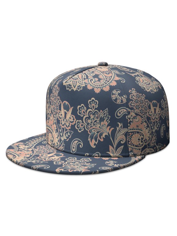 Bohemian Paisley Snapback Cap, Adjustable Flat Visor Hat, Retro Ethnic Print, Hip Hop Casual & Street Style