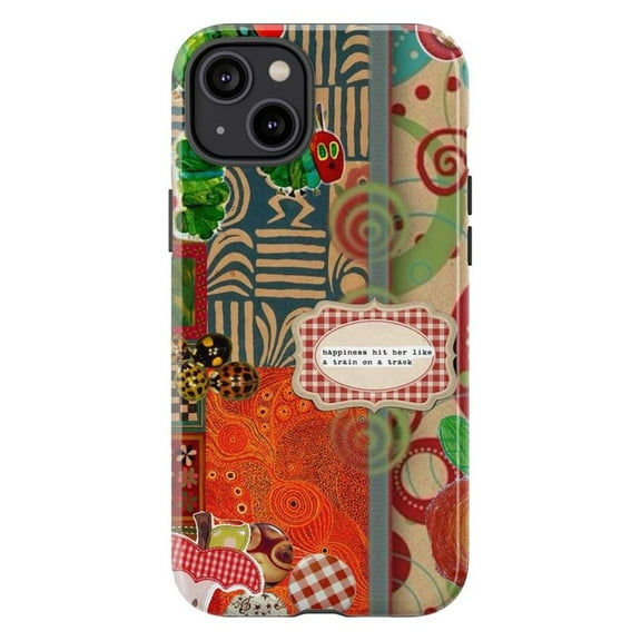 Bohemian Patchwork Collage Phone Case, Abstract Mixed Media Art Cover with Quote for iPhone 17 16 15 14 13 12 11 Pro Plus Max Mini