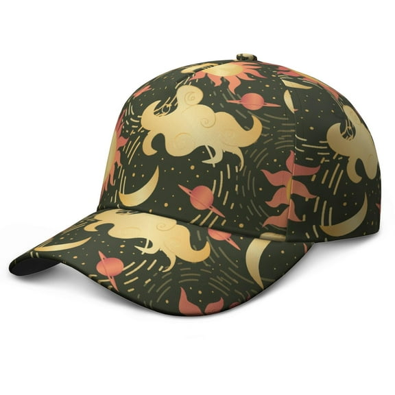 Bohemian Pattern Dad Hat – Abstract Sketch Style Ink Baseball Cap with Rustic Artistic Design
