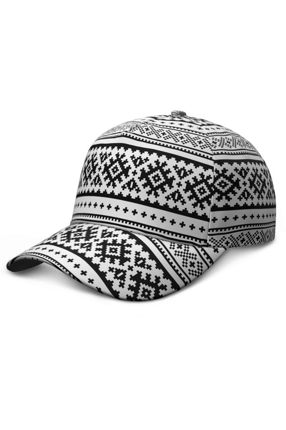 Bohemian Pattern Dad Hat – Abstract Sketch Style Ink Baseball Cap with Rustic Artistic Design