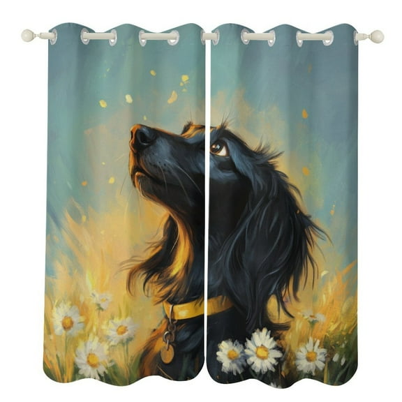 Bohemian Pattern Grommet Blackout Curtains for Bedroom And Living Room - 2 Panels Set Thermal Insulated Room Darkening Curtains